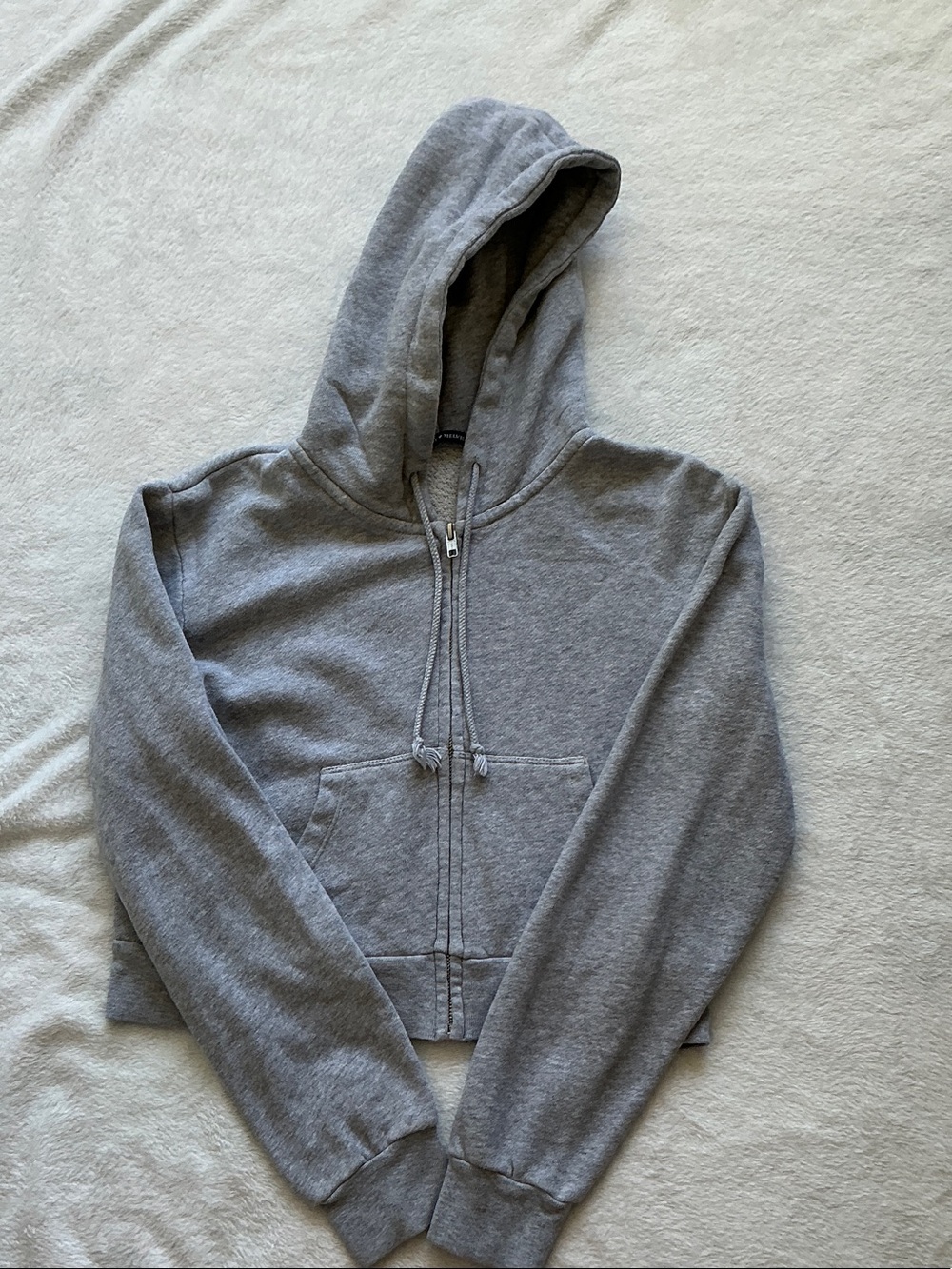 Brandy Melville Gray Zip-Up Cropped Hoodie